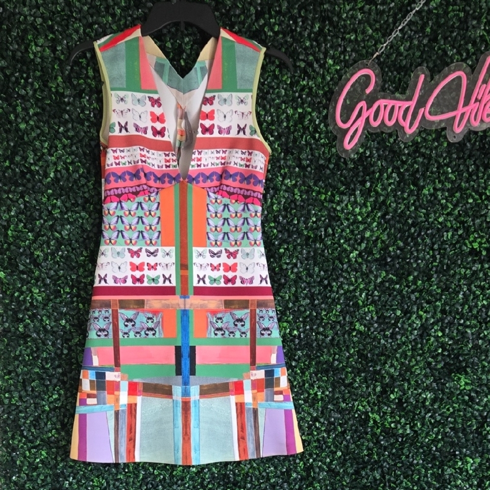 Clover Canyon Colorful Patterned Sleeveless Dress XS Stretch